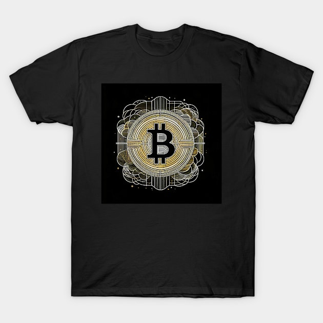 Aureate Cipher: The Gilded Bitcoin Enigma T-Shirt by heartyARTworks